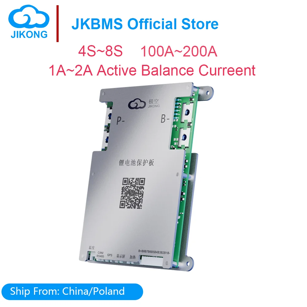 JIKONG jk BMS Smart Active Balance 8S 16S 20S Smart Bms 100A 150A 200A 300A WITH 1A 2A RS485 HEAT CAN Lifepo4 Li-Ion Lto Battery