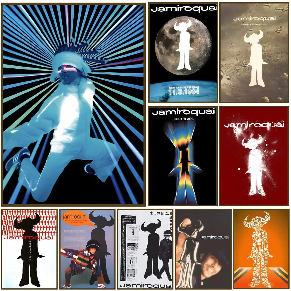 Jamiroquai Band Funk Rock Poster Self-adhesive Decal Living Room Bedroom Party Bar Decor Moisture-proof Fade-resistant HD