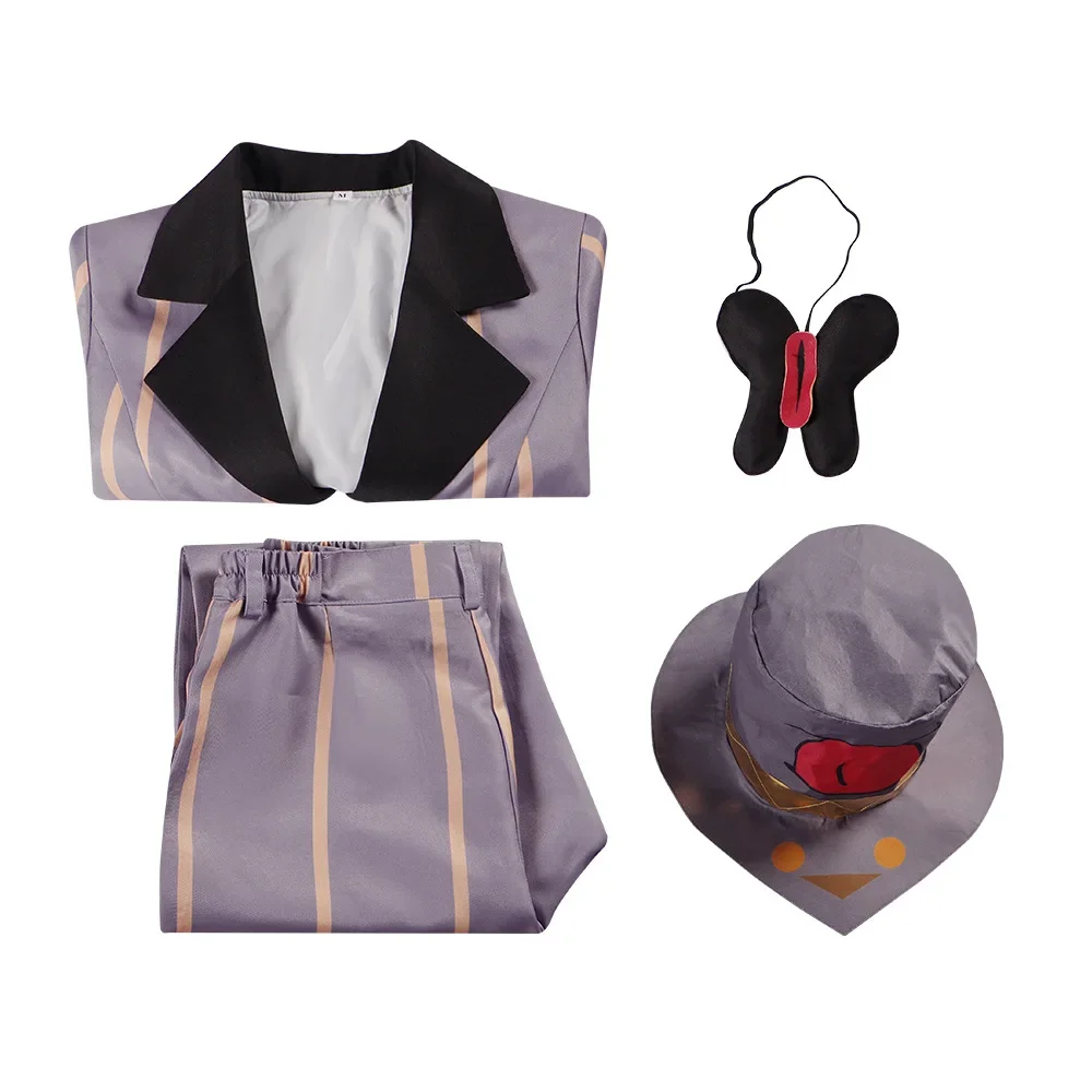 

New Halloween Anime Hazbin Role Play Costume Jazz Camouflage Uniform Striped Suit Fancy Dress Carnival Party Performance Costume