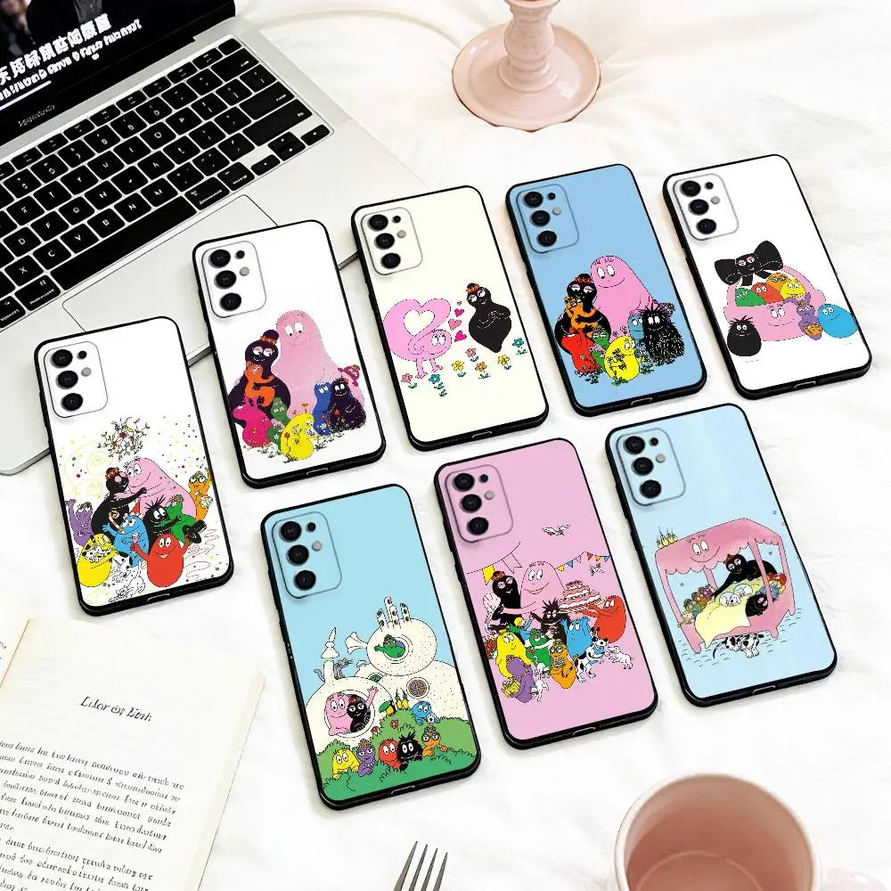 T-Tiny Cute B-BarbapapaS   Phone Case For Samsung S 25,24,23,22,30,21,10,9,Ultra,Plus,Lite,FE,4,5 G Soft Black Case