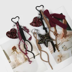 delicate Sweet Cool style fashion leather leopard print love bowknot Key Chain Backpack pendant