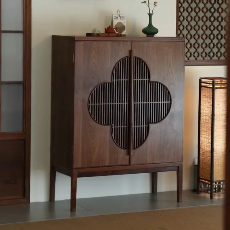 

North American black walnut dining side cabinet Modern simple living room solid wood locker Home dining room storage cabinet