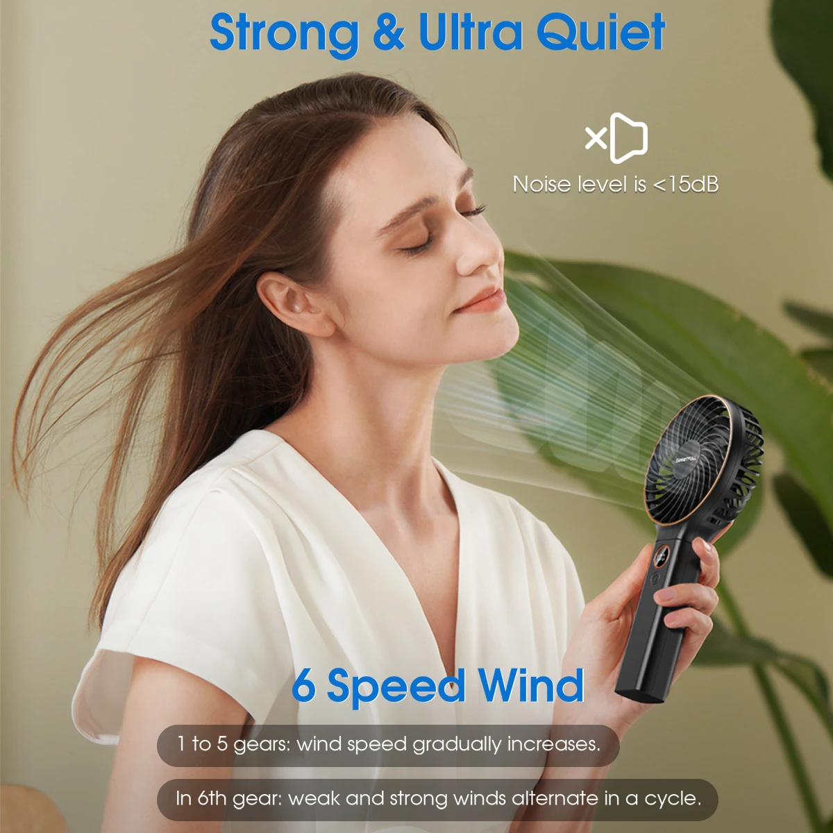Handheld Fan 4000mAh Portable Mini Fan with Backup Power Desk Fan USB Rechargeable Operated Cooling Electric Fan Travel Office
