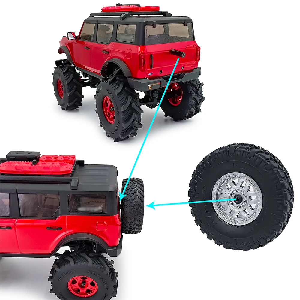 AXSPEED aluminium koło zapasowe stojak z obudowa samochodu ciała zestaw łączników dla Axial SCX24 AXI00006 Bronco 1/24 zdalnie sterowany samochód