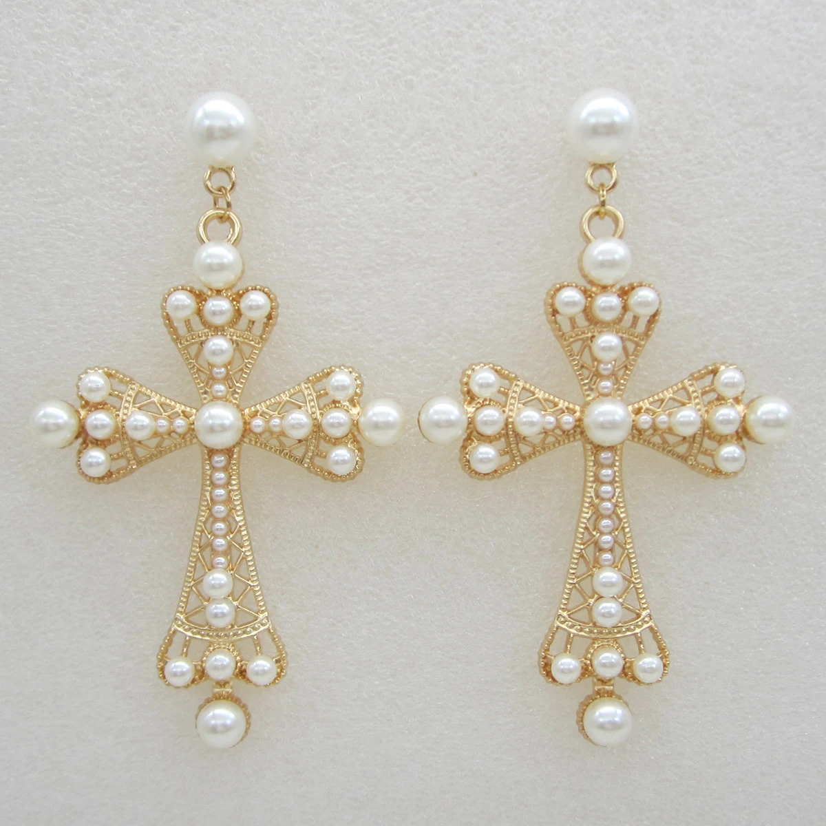 Boho Statement Big Cross Drop Pearl Earrings For Women Fashion Party Jewelry Girl Gift