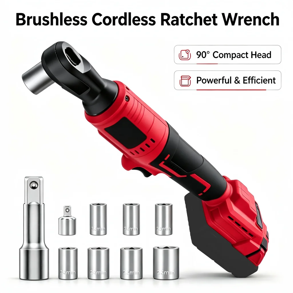 Cordless Brushless Ratchet Wrench 1/2 Inch 500N.M, Electric Impact Nut Driver Compatible with MiWQ 18V Battery, Automotive Repair Power Tools, Battery Not Included