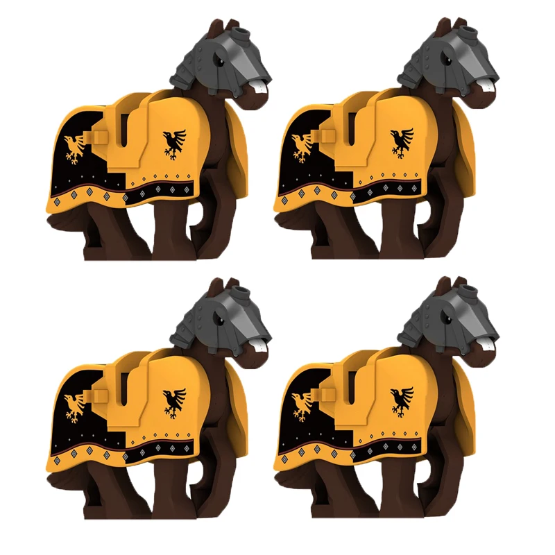 Militärische Bausteine, kompatible Soldatenfiguren, mittelalterliche Ritter, Waffen, Umhang, Schulter, gepanzertes Kriegspferd, Flaggen, Geschenke, Spielzeug