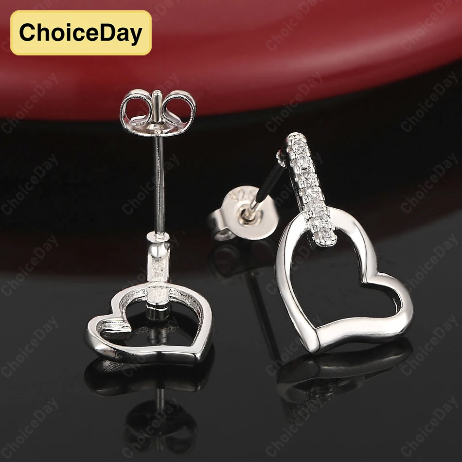 

ChoiceDay 925 sterling silver exquisite heart-shaped zircon earrings suitable for women girlfriend gift jewelry accessories
