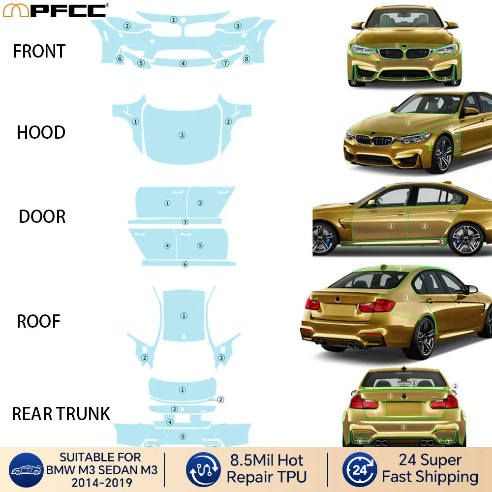 

Для Bmw M3 Sedan M3 Cs F80 2014-2019 ТПУ защитная пленка для краски, наклейка на кузов автомобиля, защита от царапин, ремонт автомобильных аксессуаров