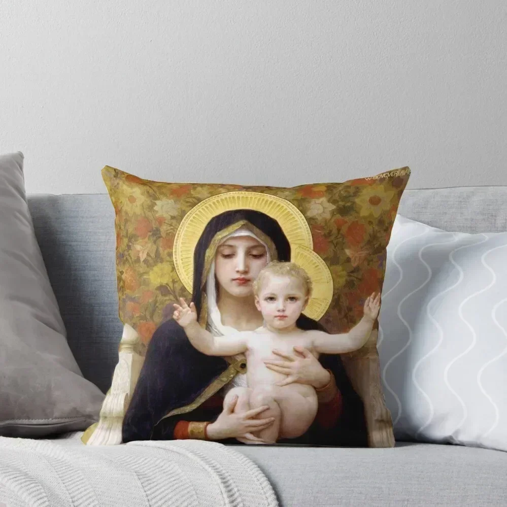 

Our Lady: Virgin of the Lilies, Bouguereau Throw Pillow Pillowcases Bed Cushions home decor items pillow