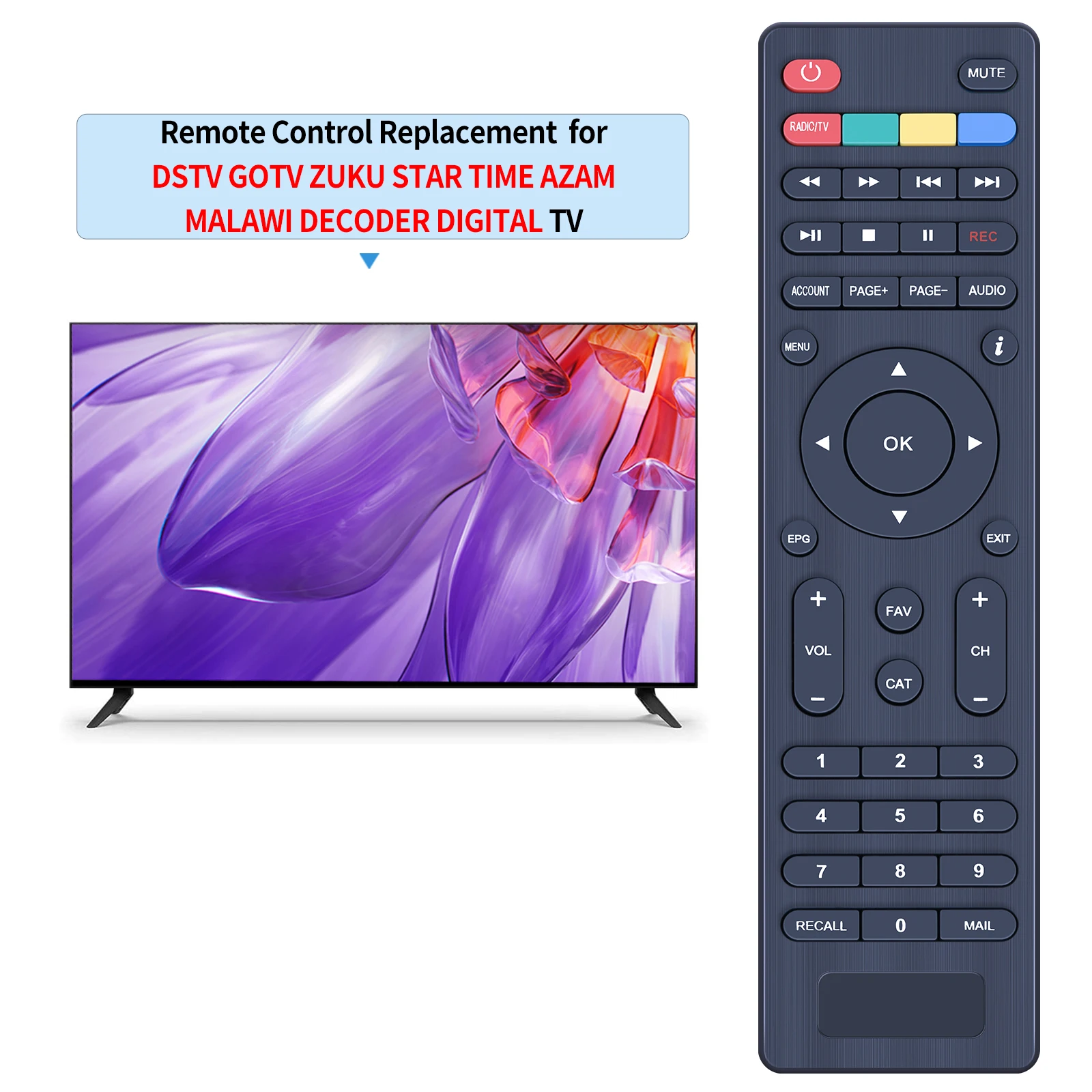 New Remote Control for DSTV, GOTV, ZUKU, STAR TIME, AZAM,MALAWI DECODER DIGITAL TV BOX