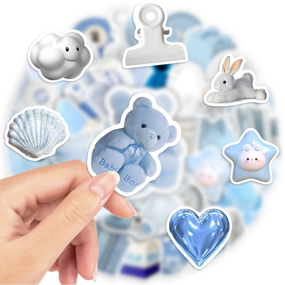 Aesthetic Vintage Blue Style Stickers DIY Kids Toys Gift Decorative Decal for Laptop Phone Scrapbook Diary Luggage Waterproof