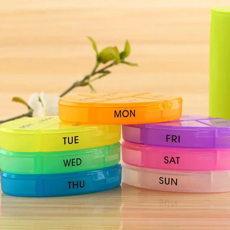 28 Grids 7 Days Oval Large Storage Pill Box Colorful Portable Pill Case Organizer Letter Print Medicine Box Pill Container