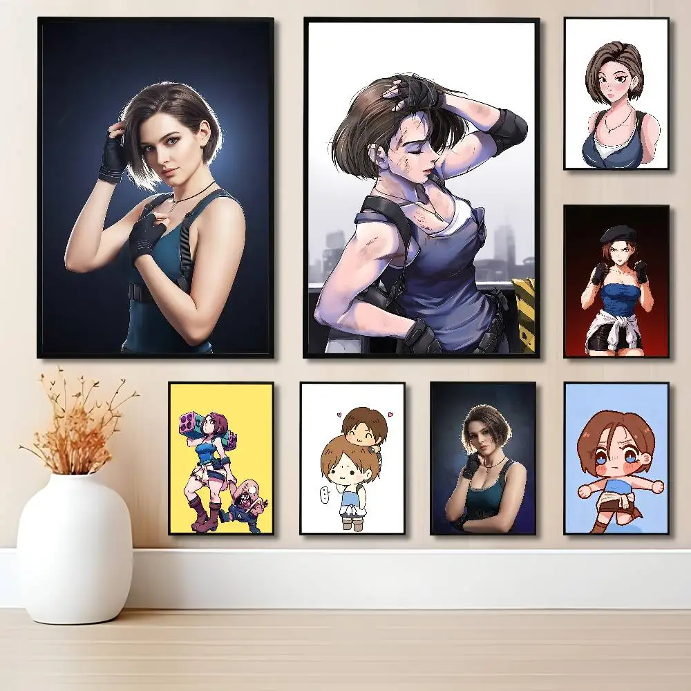 Jill Valentine R-Resident E-Evil New group Poster HD home decor sticky wall waterproof home living room bar aesthetic decor