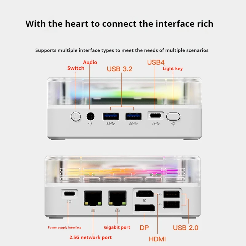 Genmachine R7 8845HS ES Mini PC Windows 11 Ryzen WiFi 6 Gaming PC 8 Cores 16 Threads Ondersteuning DDR5 4800 MHz Ram Display Computer Pc