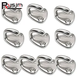 10pcs Marine 316 Stainless Steel Mini Boat Fender Hook Carabiner Pad Eye Marine Sailing Silver Fender Hooks 27mm x 27mm