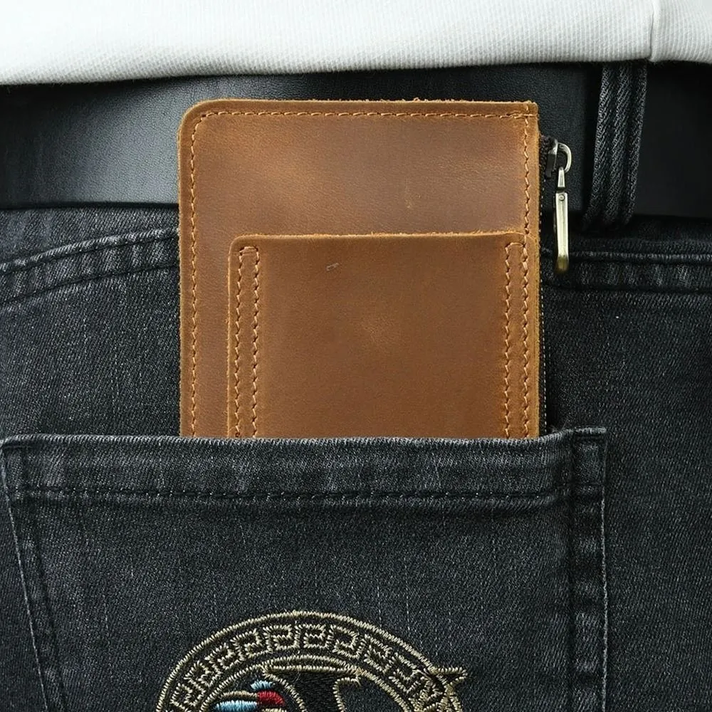 Mini Genuine Leather Waist Bag Cowhide Small Belt Pouch Vintage Fanny Pack Credit Card Holder