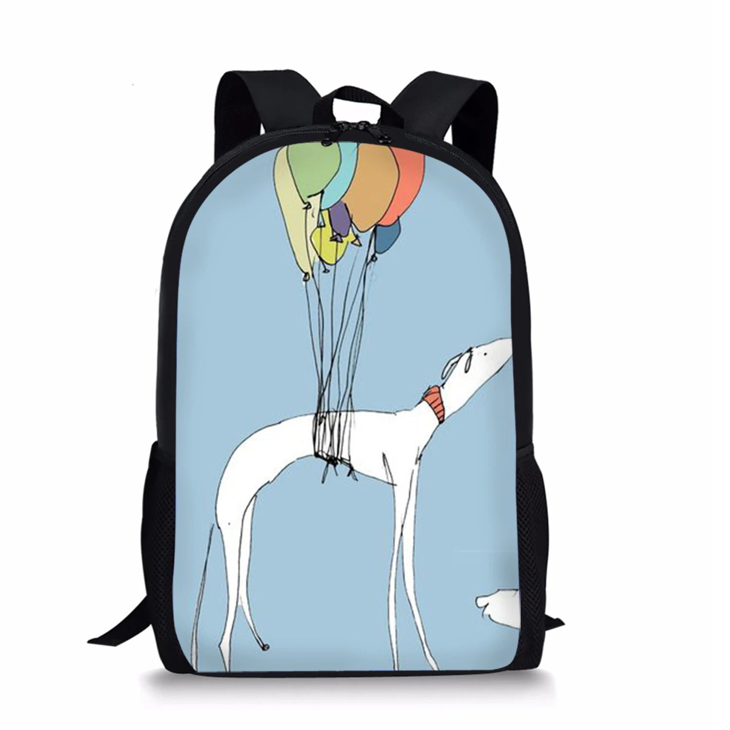 Mochila con estampado de galgo de dibujos animados para adolescentes, morral informal diario para niños y niñas, bolsa de libros para estudiantes,