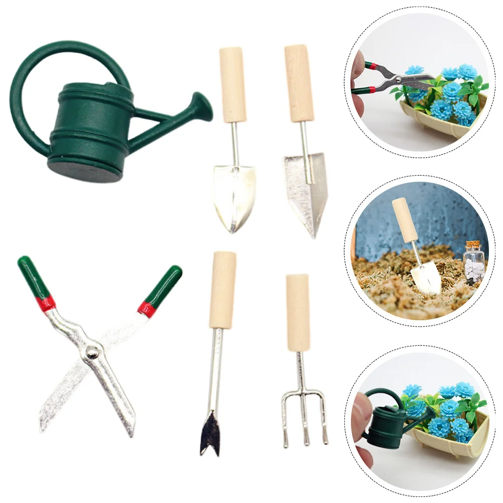 1 セットミニチュアガーデンツールセットドールハウス用頑丈な軽量リアルなシミュレーション小さなじょうろファームアクセサリー