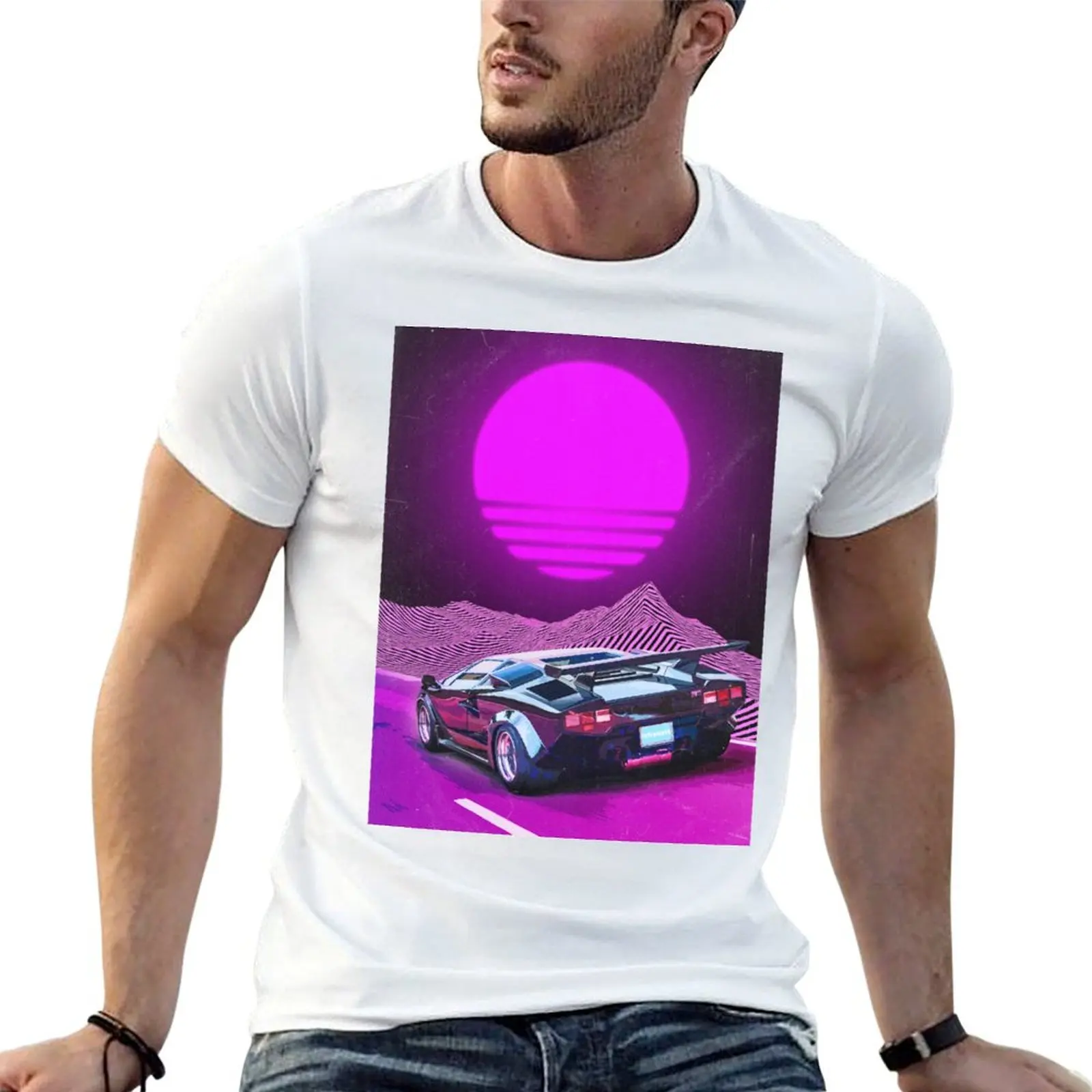 

T-Shirt t man summer shirt heavy Retrowave man t Countach cotton shirt
