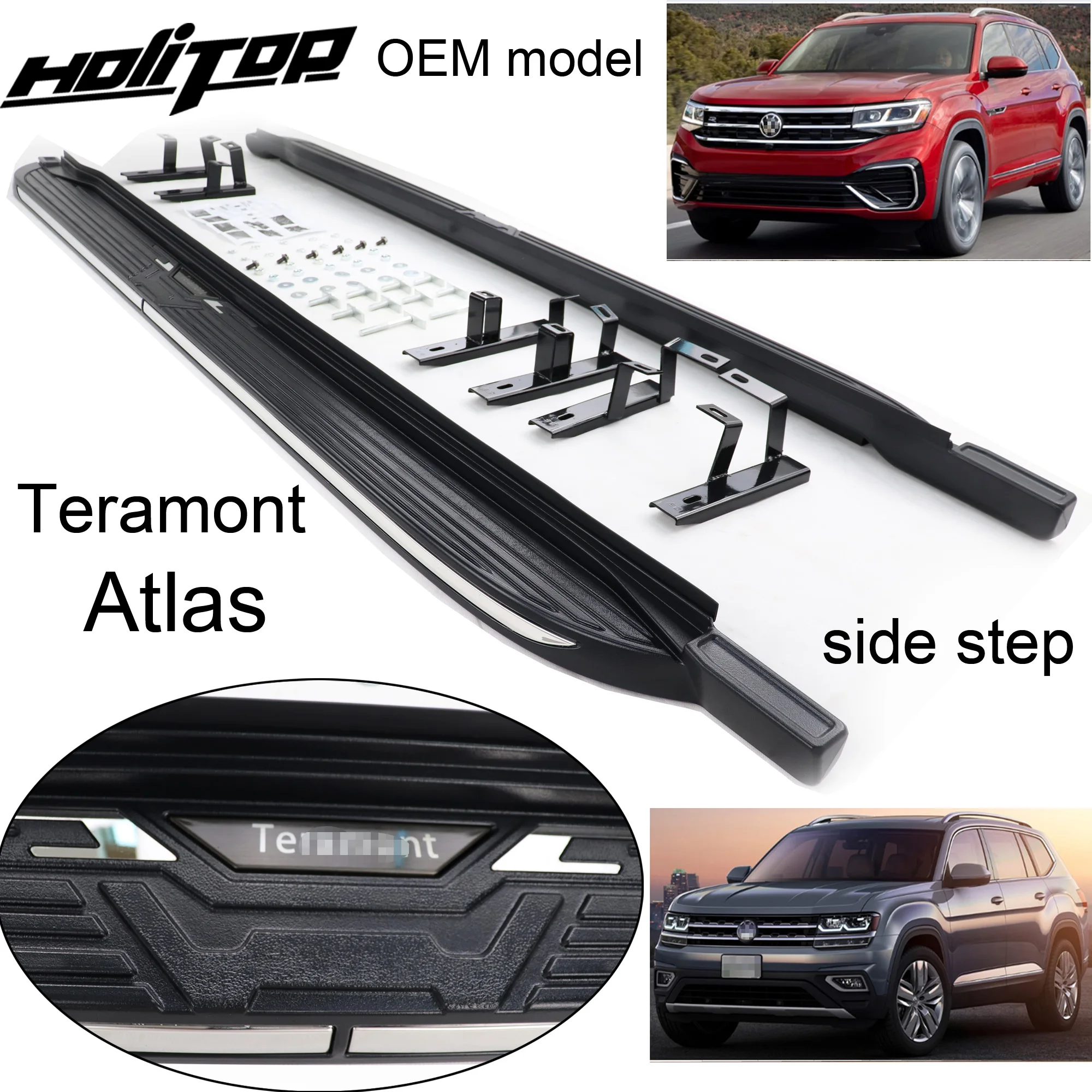 OE side step nerf bar running board UNTUK Volkswagen Talagon VW Teramont Atlas, model asli, bor gratis, tebal & melebar, direkomendasikan