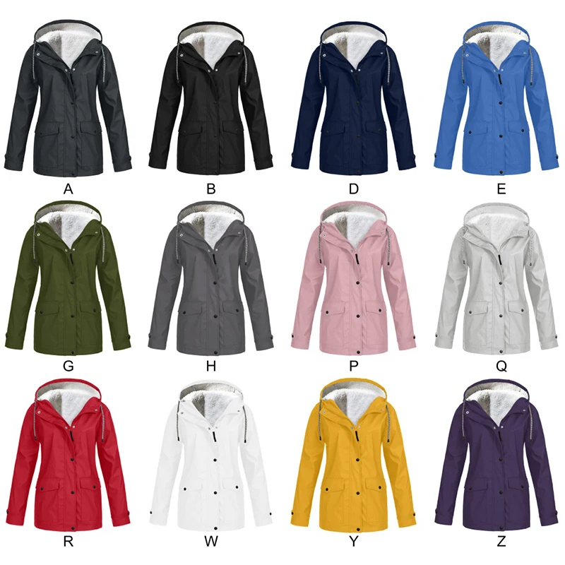 Plush Hooded Jacket for Women, Casual Coats, Windproof, Thick, Plus Velvet, Sports, Camping Jersey, Warm, Winter