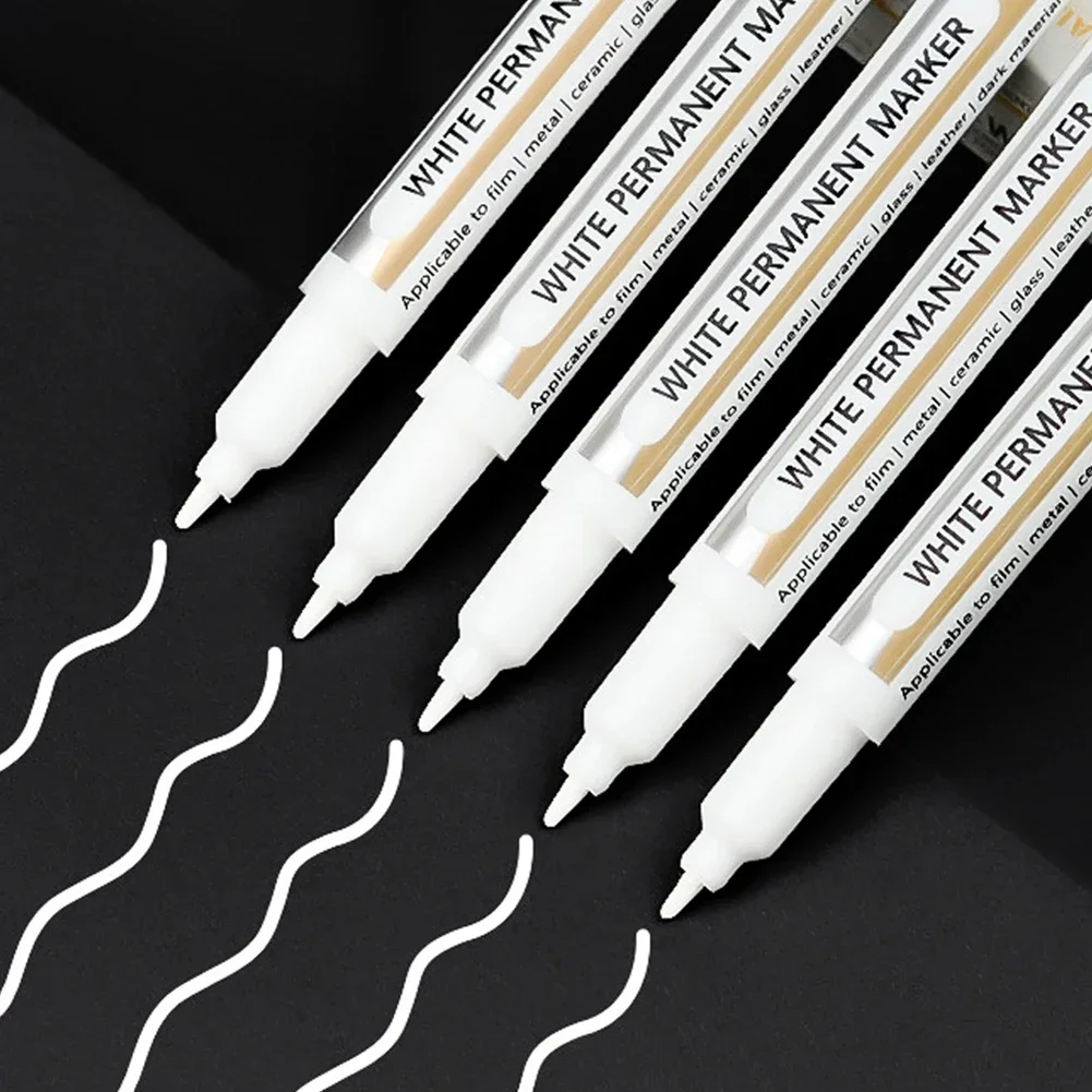 1.0mm Super Fine White Marker Pen Graffiti Pens Waterproof Permanent Tire Painting Notebook Tyre Tread Oily Pen