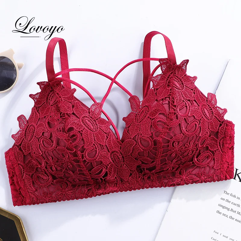 Liền Mạch V Sâu Đầm Ren Áo Lót Nữ Gợi Cảm Push Up Bra Nữ Ngực Nhỏ Hội Tụ Có Thể Điều Chỉnh Yếm