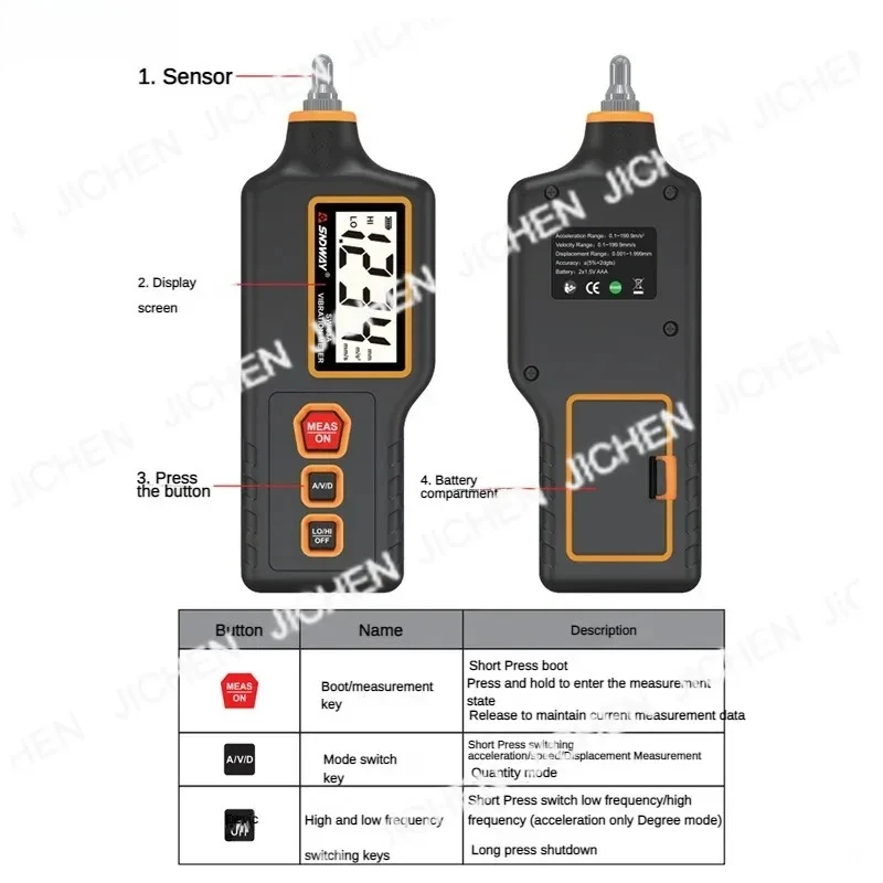 SNDWAY 1Set SW63A Digital Vibration Meter Motor Equipment Vibration Detection Metal Inspection Instrument Motor
