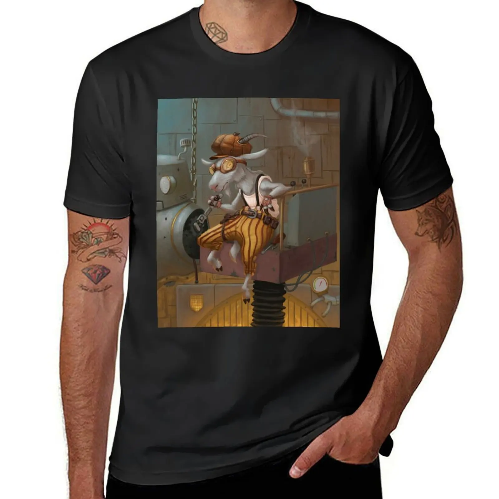 Steam Goat T-Shirt customs design your own blacks summer tops mens white t shirts