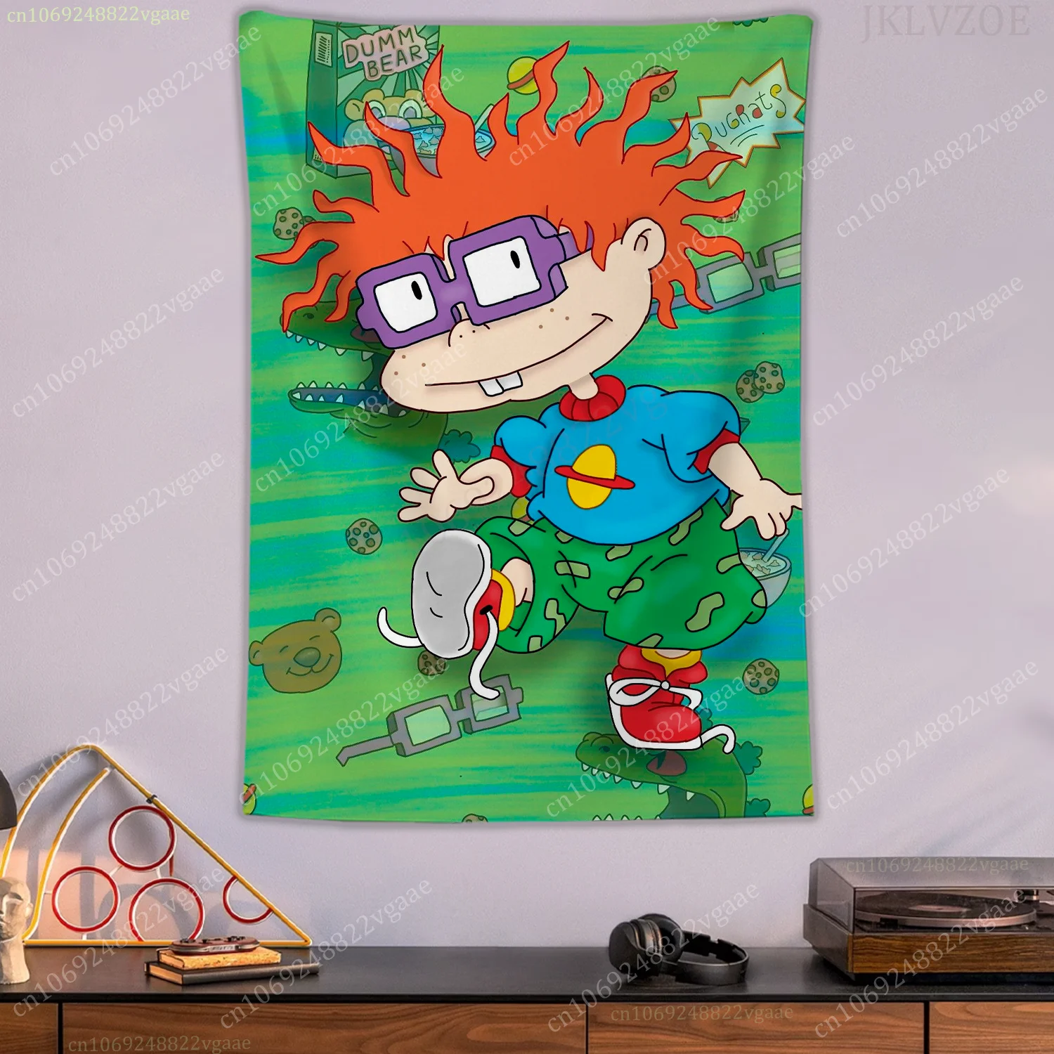 Rugrats نسيج تومي المخلل ملصق جدار المفروشات لغرفة النوم الديكور الجمالية Tapices العلم Reptar خلفية الكتابة على الجدران