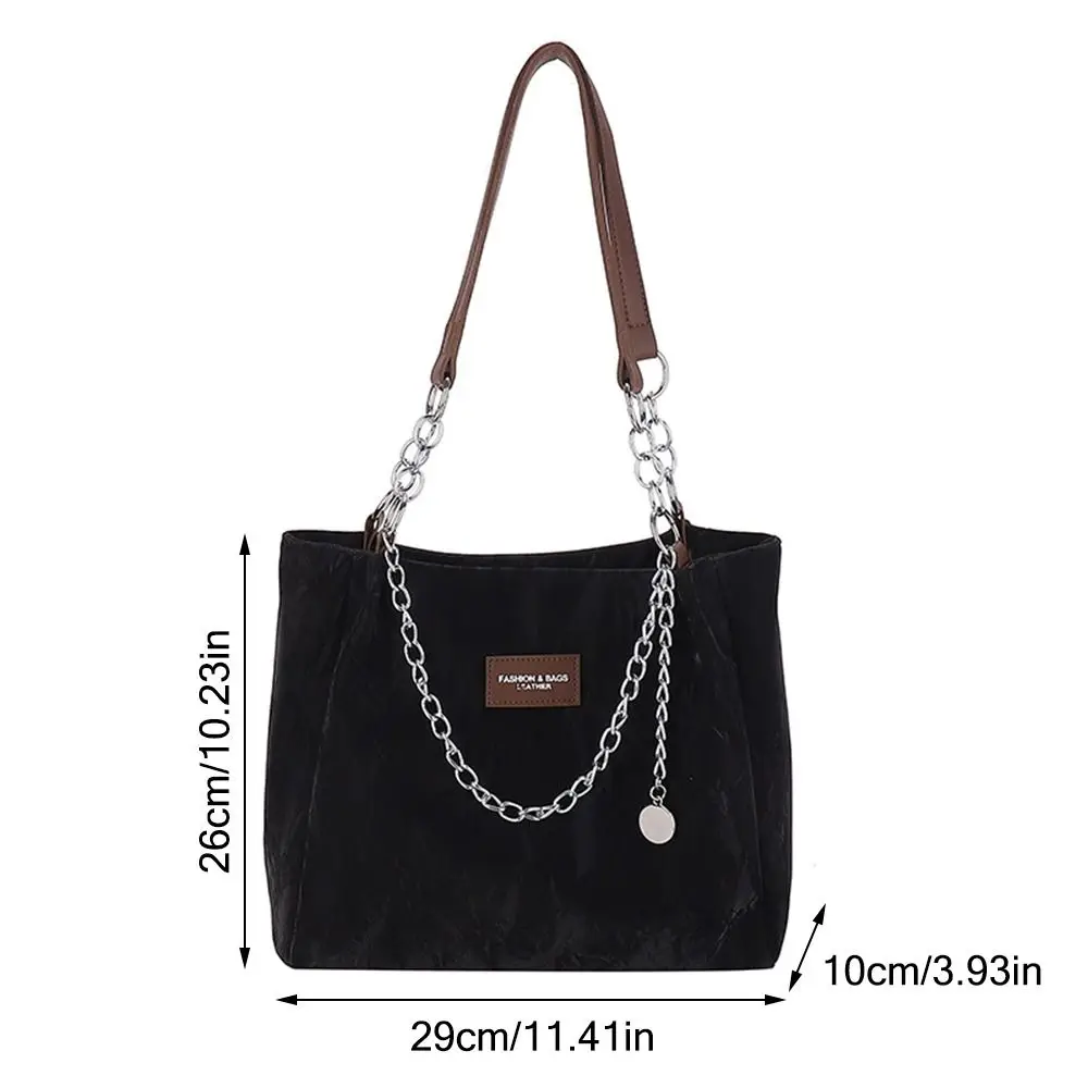 Large Capacity Women\'s Summer Chain Bag New Handbag PU Commuting Tote Bags Shopping Bag Reusable Shoulder Bags