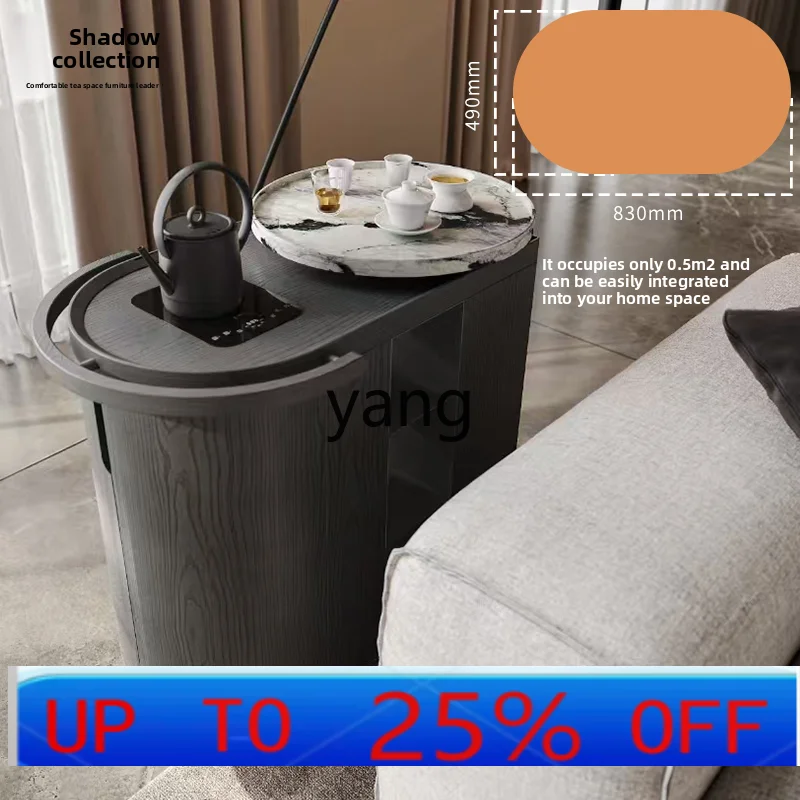 Lmm movable solid wood coffee table small apartment household cart sofa side cabinet