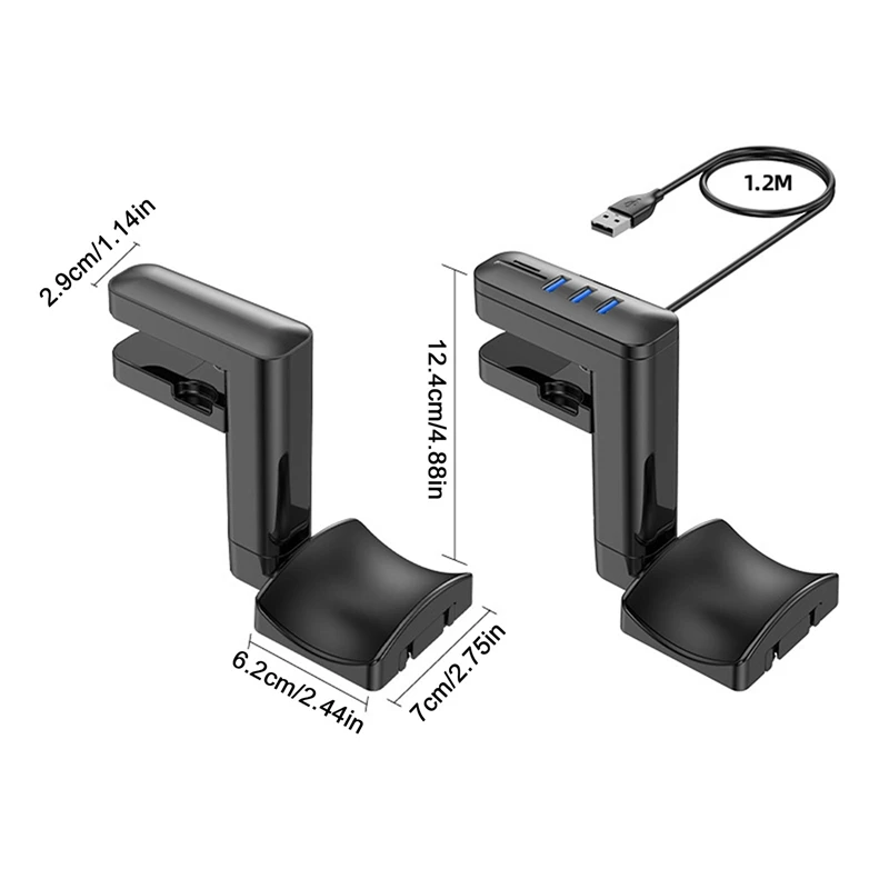 วงเล็บหูฟังหมุนติดตั้งชุดหูฟังสําหรับเล่นเกมพีซีขาตั้งผู้ถือพอร์ตฮับหูฟังตะขอแขวน