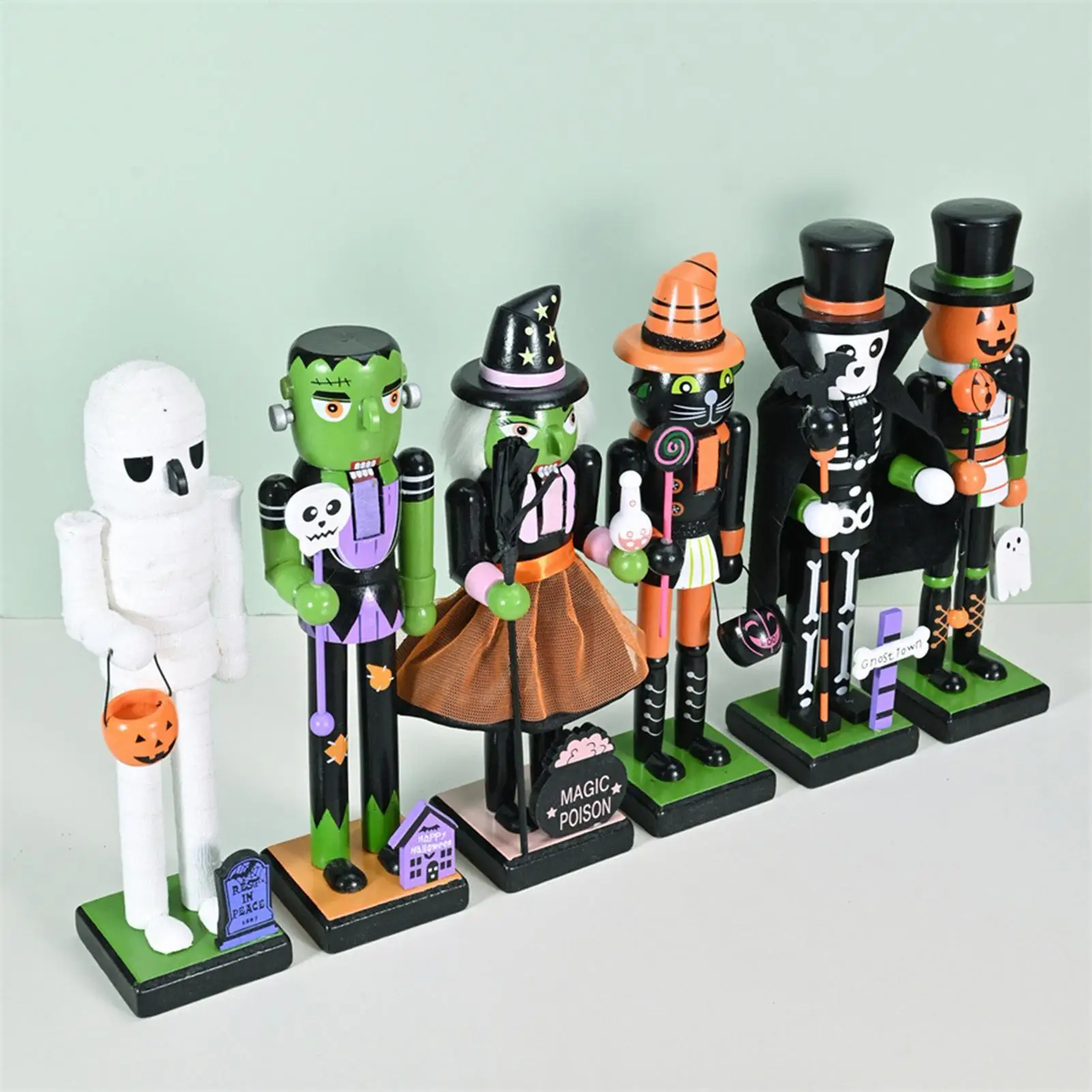 Halloween Wooden Nutcracker Wooden Nutcracker Figures Holiday Decor Halloween Figurine Goody Bag Fillers For Home Display