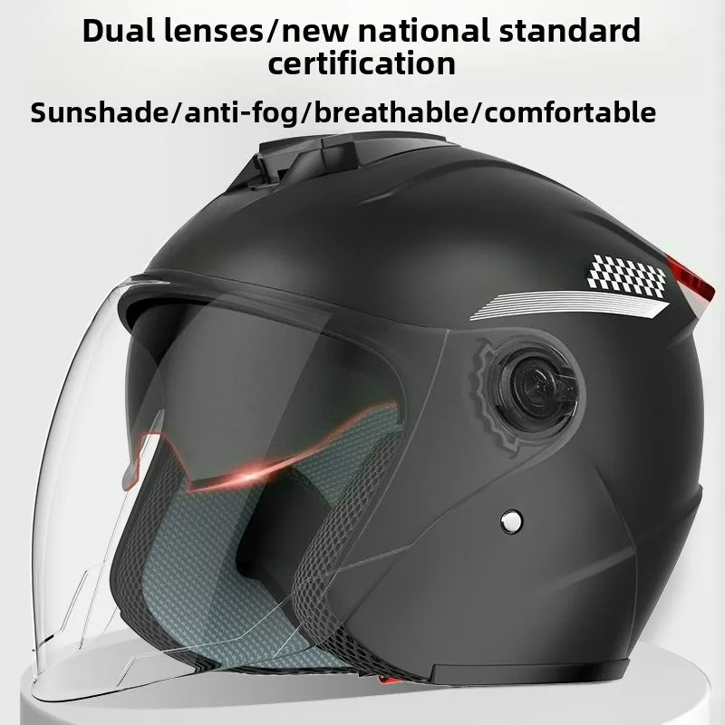

Universal Electric Bike Helmet - Dual Lens 3/4 Half Helmet for Men & Women - All Season Winter Warm Riding Gear