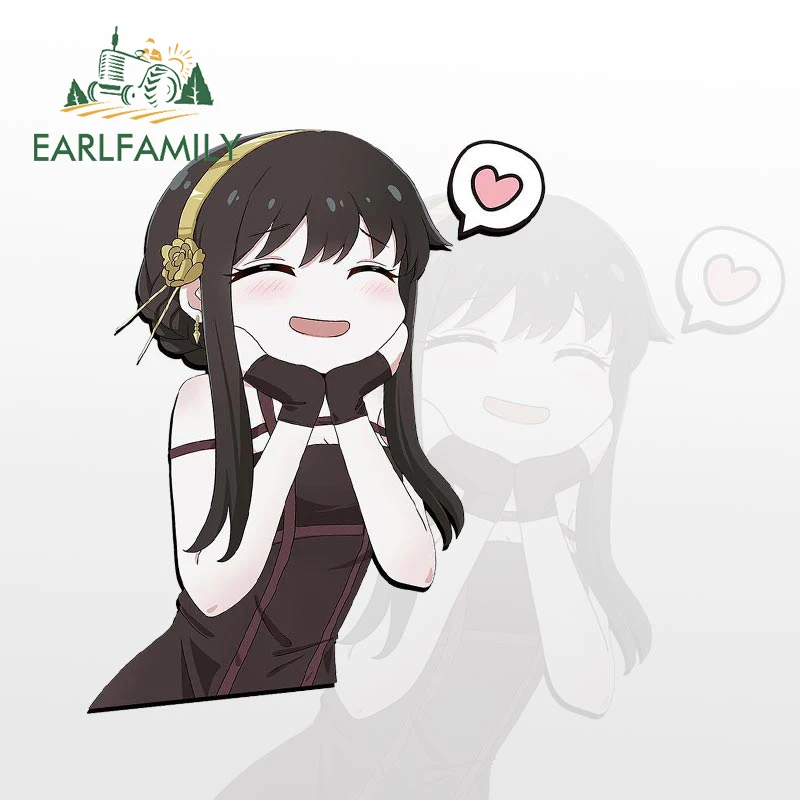 EARLFAMILY 13cm x 12cm for Yor Chibi Car Stickers Trunk Motorcycle Car Accessories Decal Camper Anime Waterproof Sunscreen
