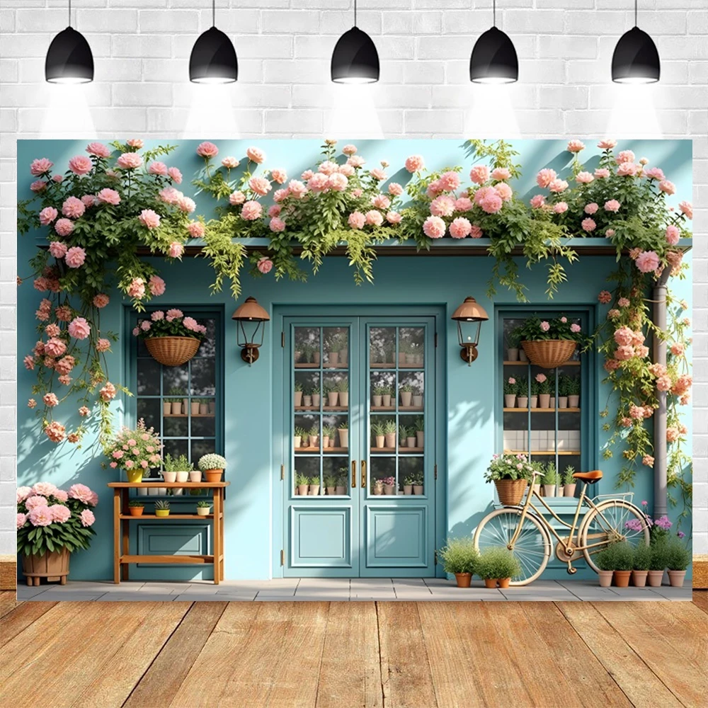 春の花と家の背景,結婚式の写真スタジオ,誕生日パーティーの装飾,ベビーシャワー,子供の肖像画,写真の背景