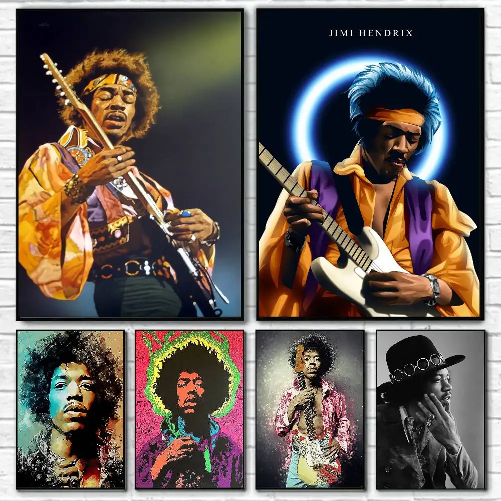 SINGER J-JIMI H-HENDRIX Poster Self-adhesive Art Waterproof Paper Sticker Coffee House Bar Room Wall Decor