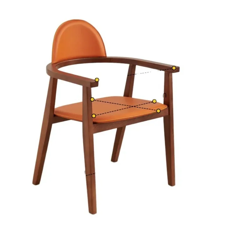 Nordic minimalist solid wood dining chair home high-end business negotiation meeting backrest Italian simple armrest