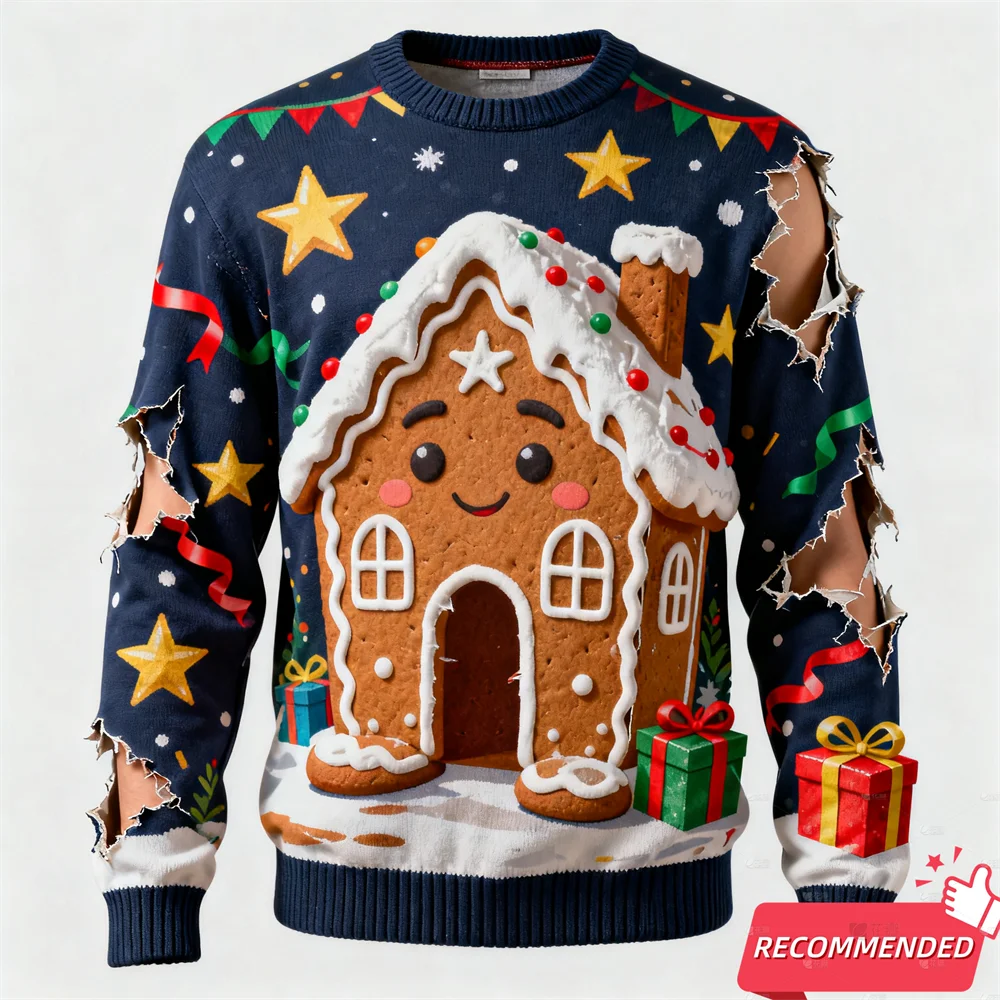 2025 عيد ميلاد سعيد الحيوان بلوزات قبيحة مضحك الغوريلا البطريق ثلاثية الأبعاد طباعة بلوزات للنساء ملابس رجالي رياضية طاقم الرقبة