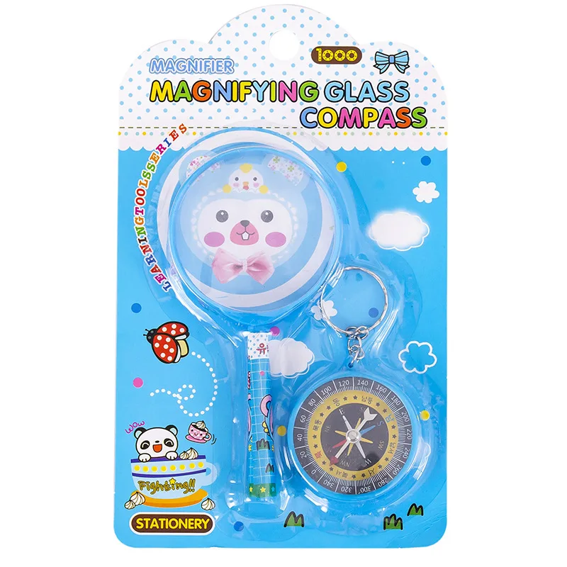 Primary School Magnifying Glass Compass Scientific Experiment Physics Research Children's Puzzle Toys Science Gifts for Students