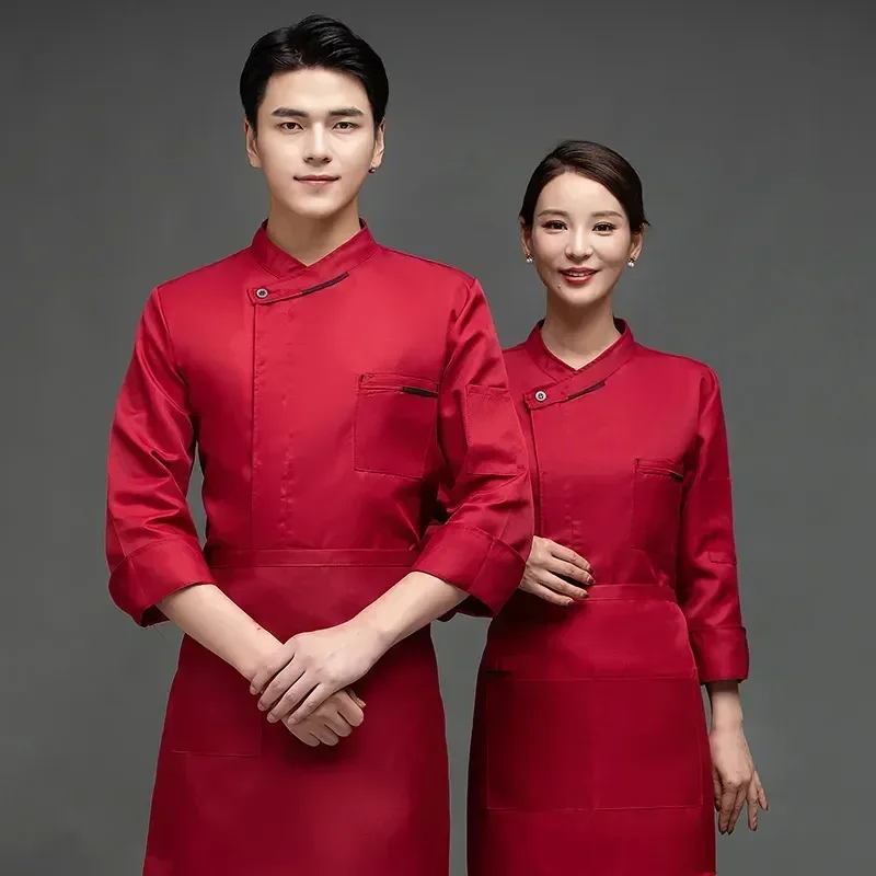 White Women Long Men Restaurant Sleeves Coat Uniform Woman Sleeve Waitress Jacket Kitchen Jackets Chef