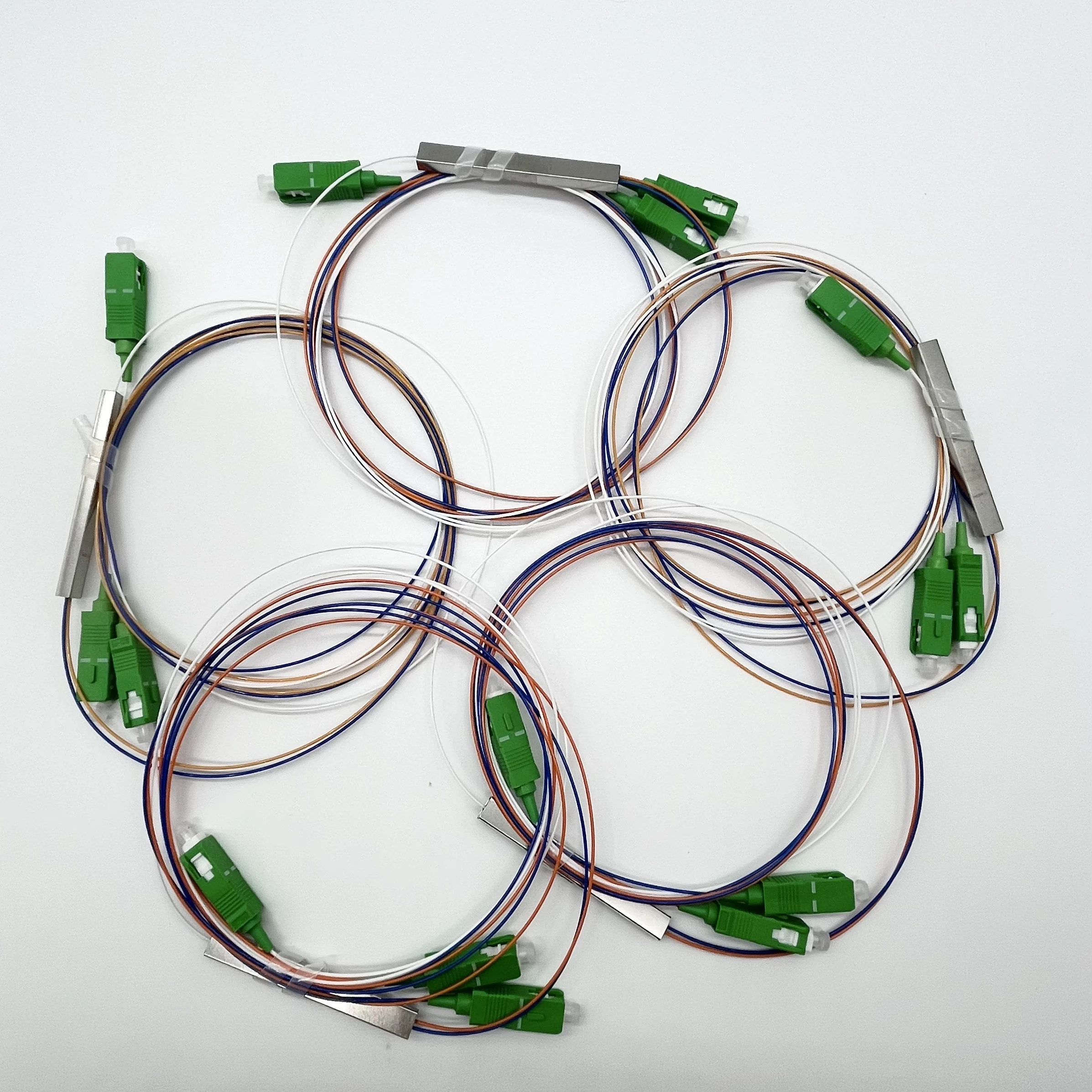 Fiber Optic Splitter, 1x2 SC Apc Plc Splitter, 1 : 2 ftth Mini steel tube type 0.9mm optical fiber Splitter SC/APC Connector