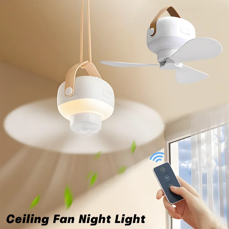 portatil led recarregavel ventiladores de teto ventilador eletrico lampada da noite pendurado luz com controle remoto casa ao ar livre camping tenda 01