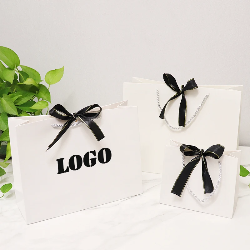 10 Pcs Personization Your picture text brand logo paper bags for small business package bags gifts clothing wig package bags