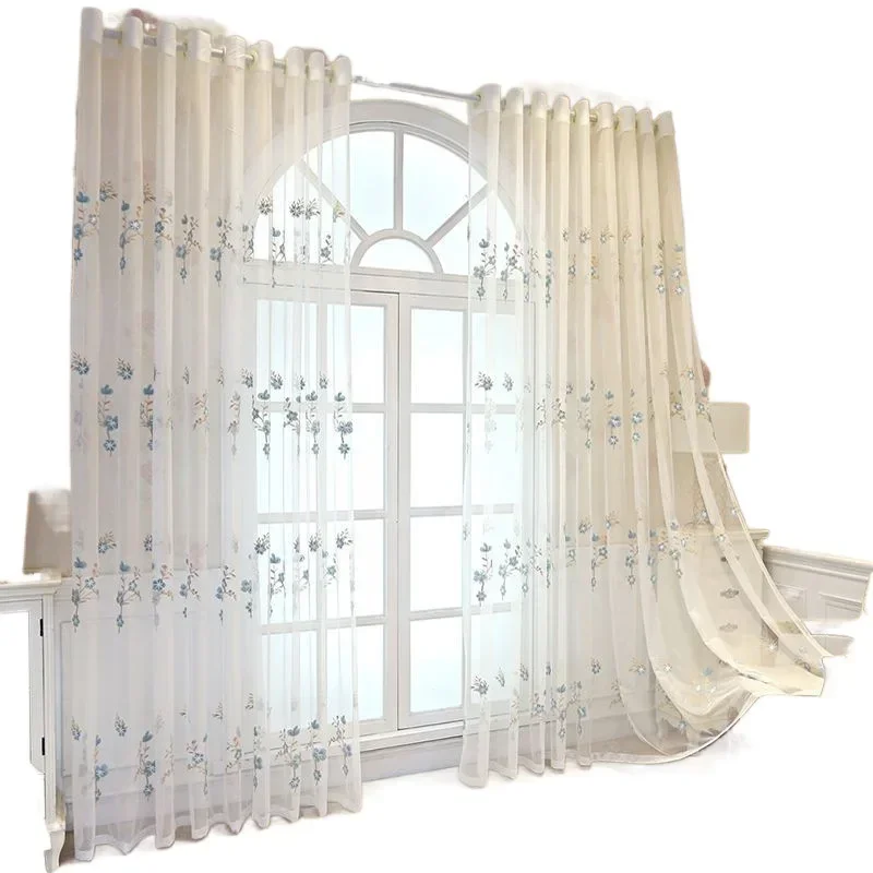 NH4242 Nordic light luxury white embroidered window screen