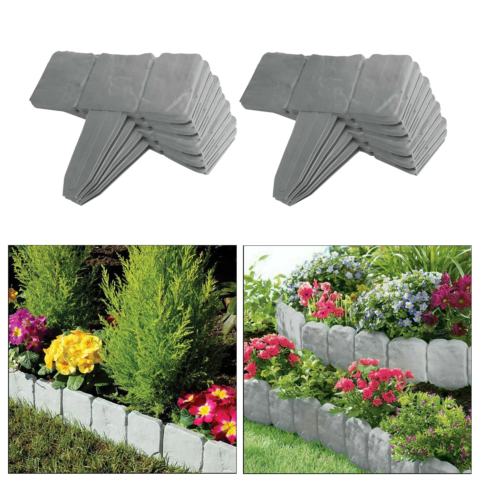 10pcs Lawn Plant Garden Border Flower Bed Edging Fence Stone Trim Grass Edging DIY Walkways Palisade