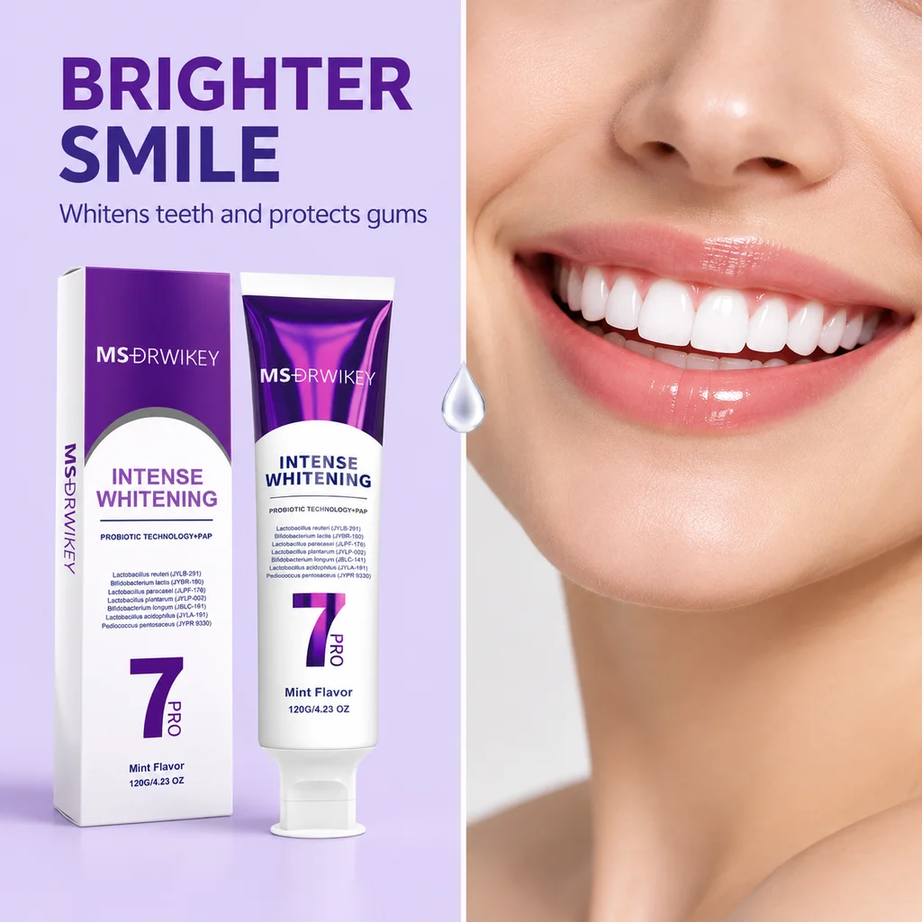 7 Probiotics Whitening Toothpaste Intense Stain Removal Fresh Breath Gentle Gum Care for Women Men Sensitive Gums Daily Use
