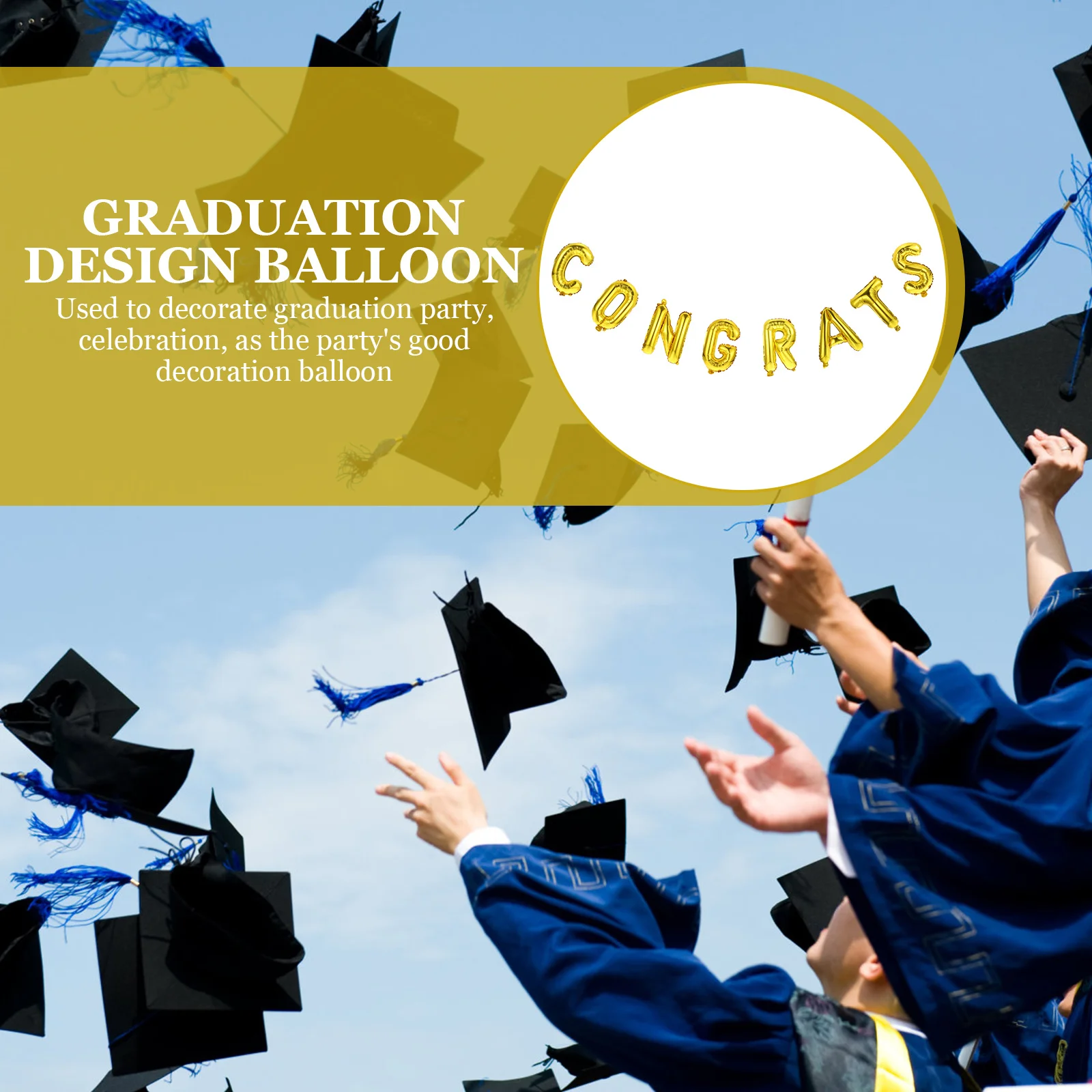 

1Set Graduation Balloon Party Hanging Adorn Aluminum Foil Exquisite Balloon Set Bright Colors Perfect Graduation Party Supply